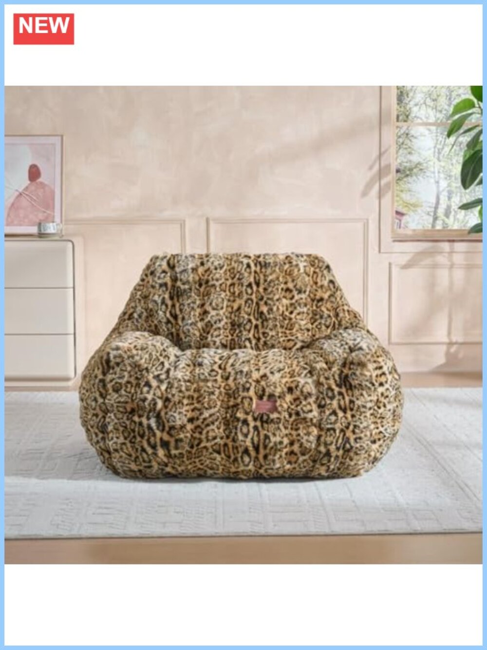 Oversized Faux Fur Bean Bag Chair with Armrests Plush Cozy Sofa for Adults Kids